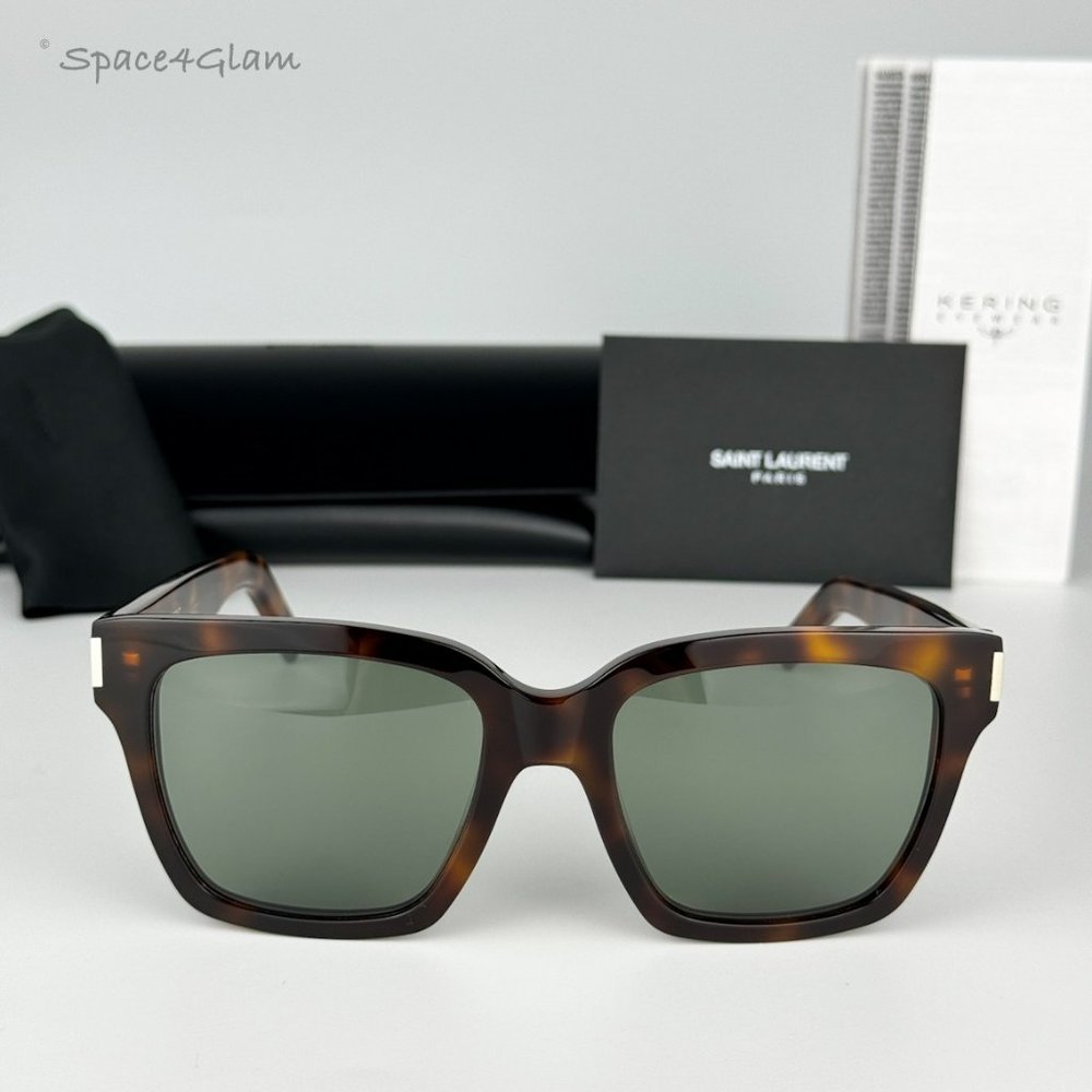 NEW Saint Laurent SL507 002 Havana Green Square Unisex Sunglasses - Picture 3 of 12